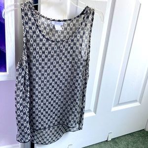 Black and white sheer blouse